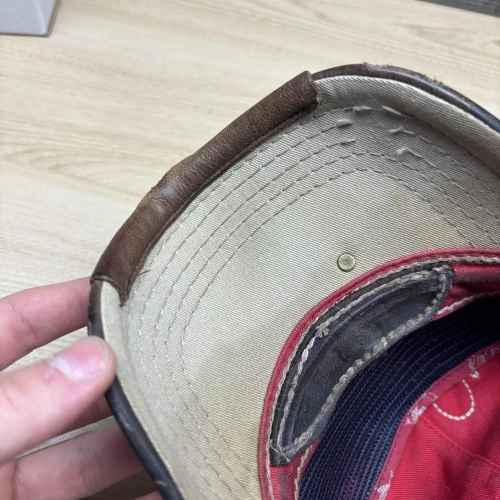 True Religion‎ Hat Cap Strap Back Distressed Leather Brim Western Mens